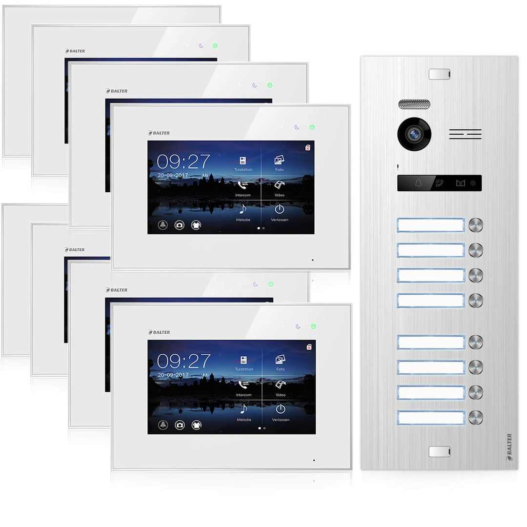 Balter EVO Video Türsprechanlage ✓ Touchscreen 7 Zoll Monitor ✓ Türstation für 8 Familienhaus Türkli