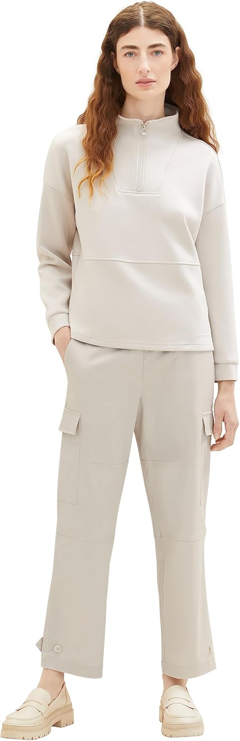 TOM TAILOR Damen Barrel Fit Cargo Hose 42W / 28L 16339 - Clouds Grey, 42W / 28L 16339 - Clouds Grey