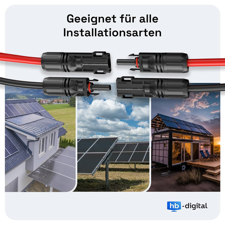 hb-digital Solarkabel Verlängerung 6mm² PV Kabel Solar Verlängerungskabel mit Steckern und Buchsen R
