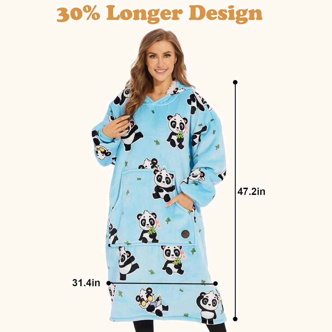 THREE POODLE Decken Hoodie Damen, Oversize Hoodie Decken Pullover Kuschelpullover für Damen Herren K