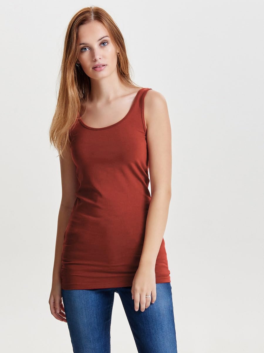 ONLY Damen Onllive Love Long Tank Noos Top XS Gelb/Grün/Rot (1x Golden Yellow, 1x Kalamata, 1x Burnt