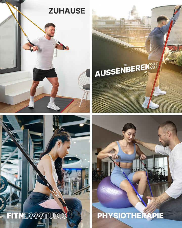 NEOLYMP Premium Resistance Bands Set mit E-Book - Fitnessbänder Expander Set mit 5 Stärken, Türanker