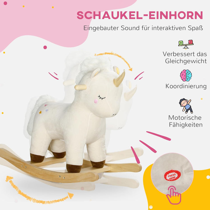 AIYAPLAY Schaukeltier, Baby Schaukelstuhl mit Unicorn Design, Sound, Schuakelsitz, Schaukelpferd, Sc