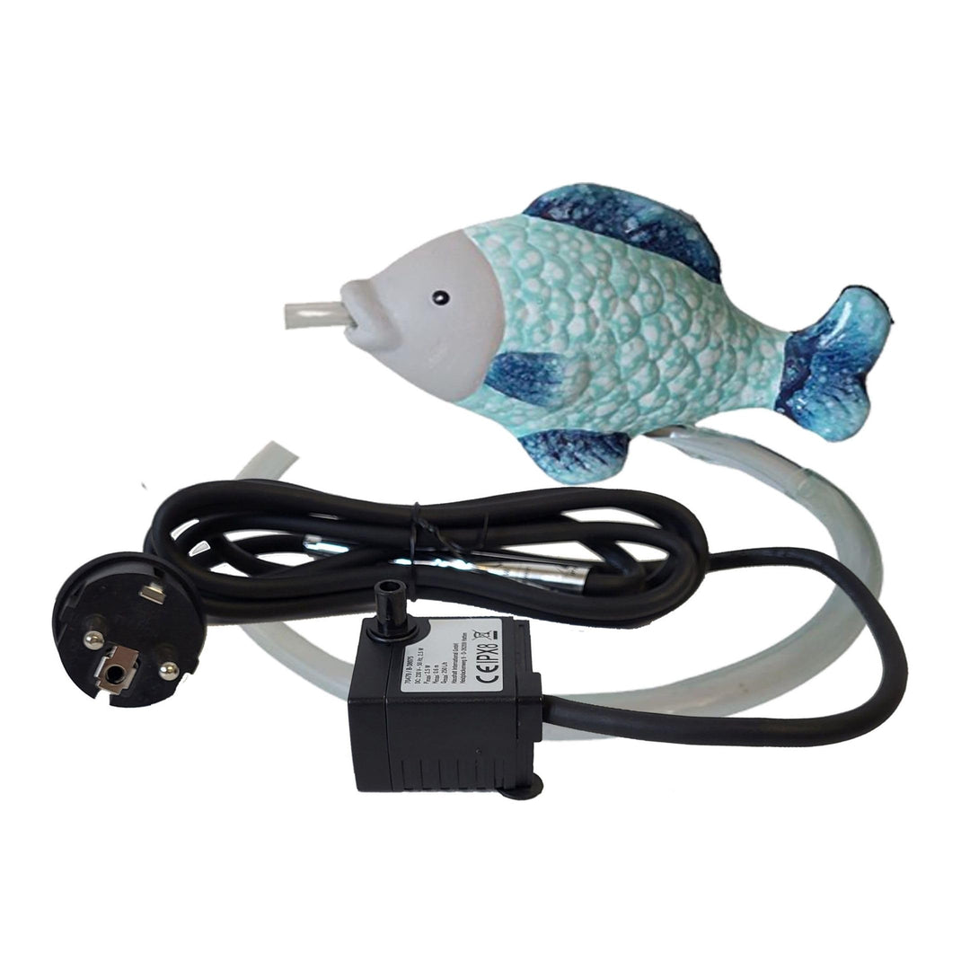 Storm's Gartenzaubereien Wasserspeier Fisch aus Keramik mit Pumpe 230V - für Miniteiche - Balkondeko