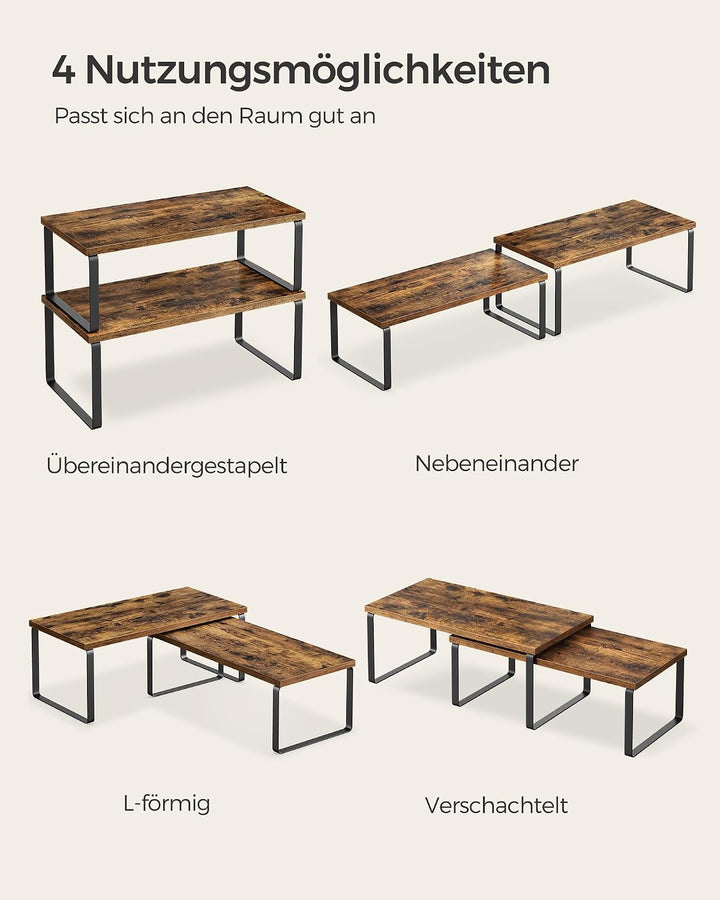 SONGMICS Gewürzregal, 4er Set, Küchenregal, Küchen-Organizer, erweiterbar, Gewürzhalter, stapelbar,