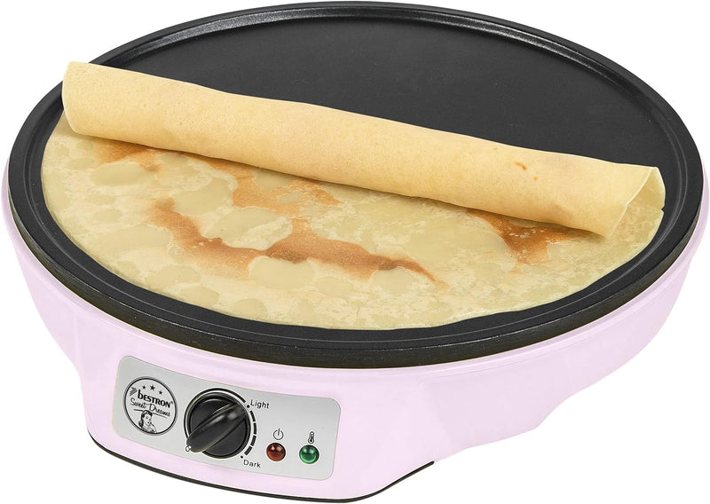 Bestron Crêpes Maker im Retro Design, für Crepes mit Ø 30 cm, inkl. Teigverteiler & Crêpes-Wender, m