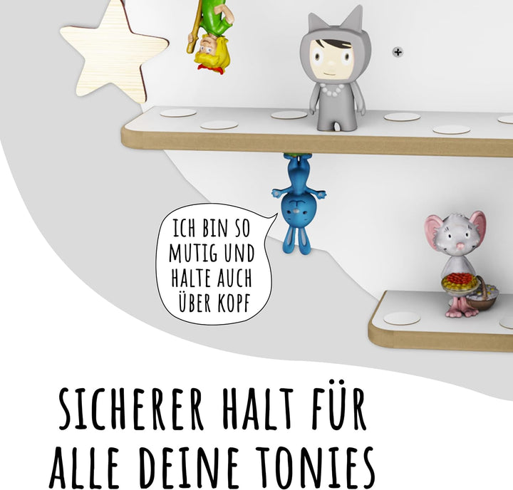 Tonie Regal für Toniebox, Toniebox Regal personalisiert mit Name und Holzsymbolen, Tonie Aufbewahrun