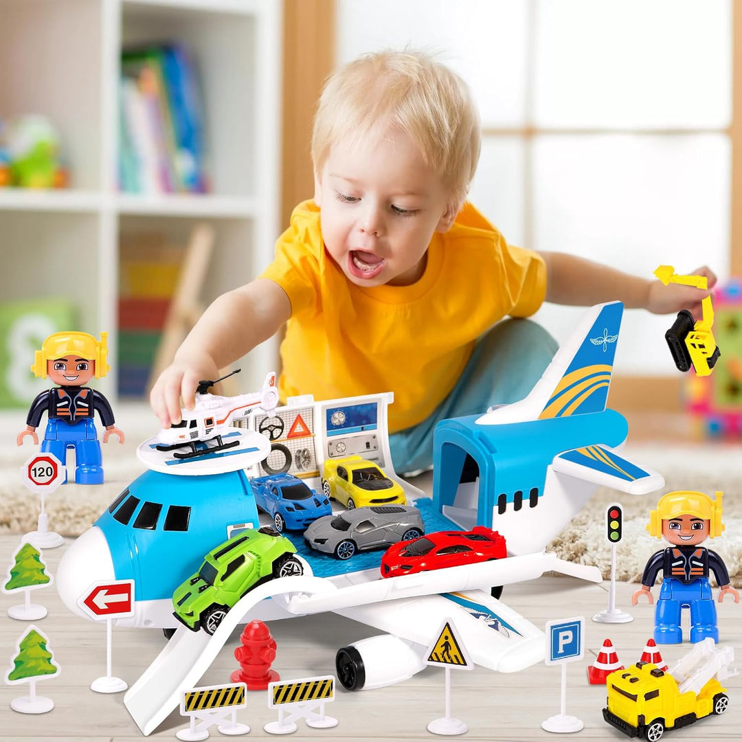 23 in 1 Transport Flugzeug Spielzeug,Flugzeug Spielset,Flugzeug Spielzeug Kinder,Auto Spielzeug Kind