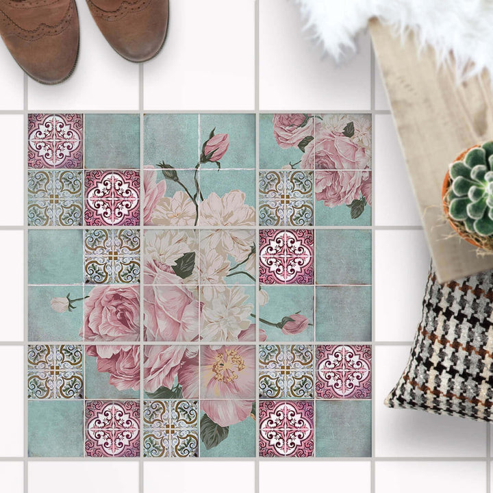 Fliesen Mosaik [ Fliesen Folie für Boden ] - Sticker Aufkleber Folie für Bodenfliesen - Bad oder Küc