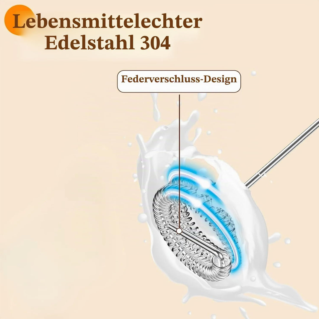 Elektrische Milchaufschäumer Stab Milchschäumer mit 3 Edelstahl-Schneebesen 3 Einstellbare Geschwind