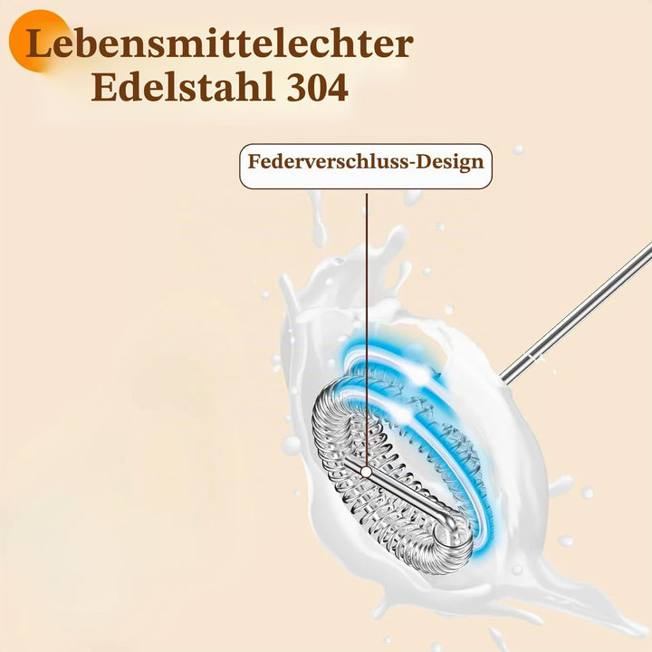 Elektrische Milchaufschäumer Stab Milchschäumer mit 3 Edelstahl-Schneebesen 3 Einstellbare Geschwind