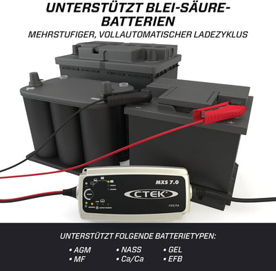 CTEK MXS 7.0, Batterieladegerät 12V Für Grössere Fahrzeugbatterien, Batterieladegerät Boot, LKW, Woh