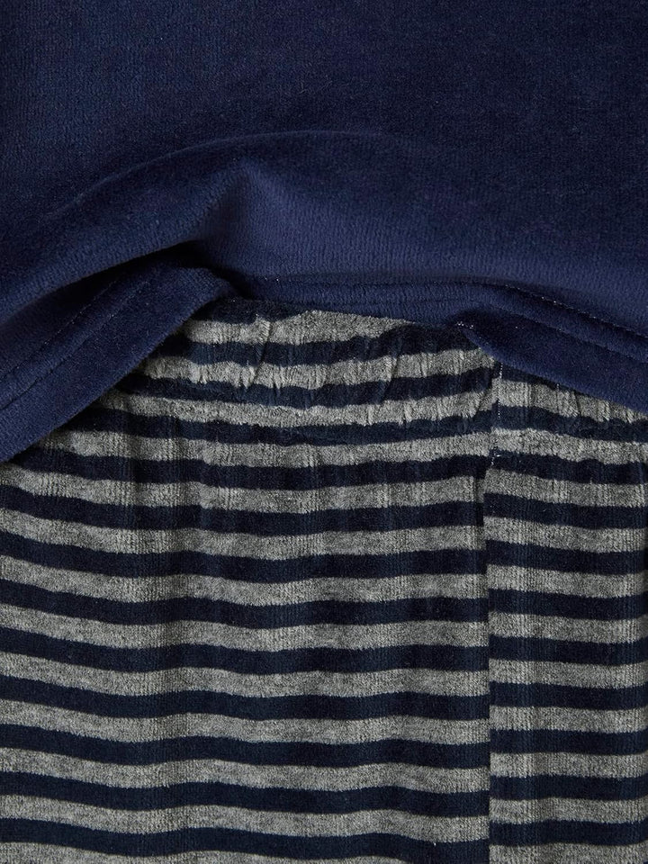 Vertbaudet VERTBAUDET2er-Pack Jungen Samt-Schlafanzüge, Natur Basic Bleu 98-104, Bleu 98-104