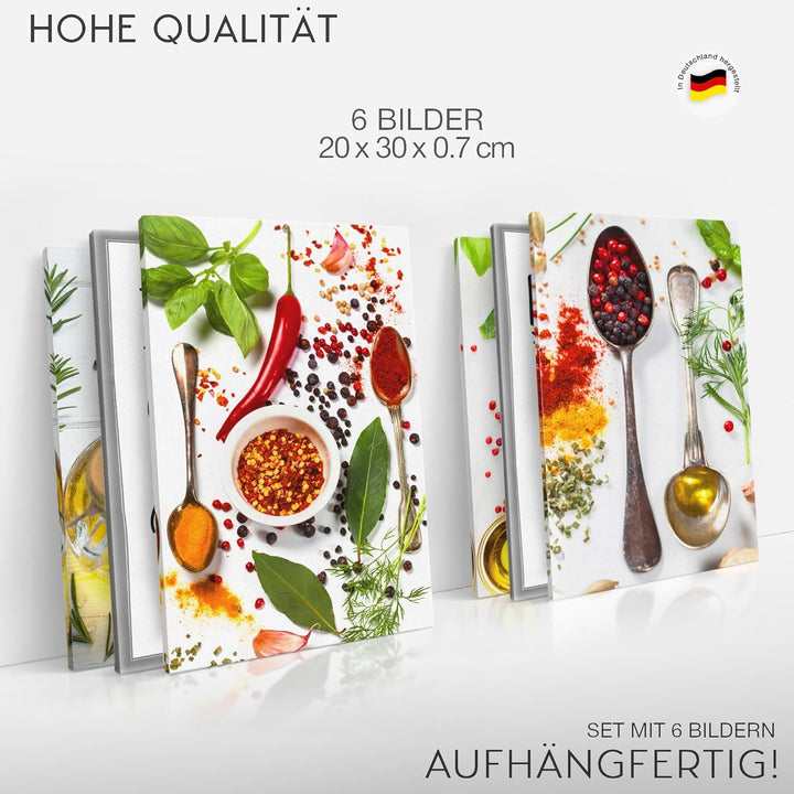 Novart Wandbilder Set - KOMPLETT AUFHÄNGFERTIG - Made in Germany - Moderne Bilder Küche Esszimmer Kü