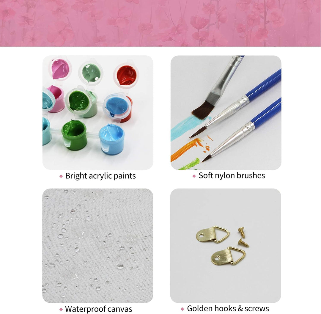 SUMGAR Malen nach Zahlen Erwachsene Blumen Bunt DIY Öl Leinwand Gemälde Set für Anfänger & Senior Ac