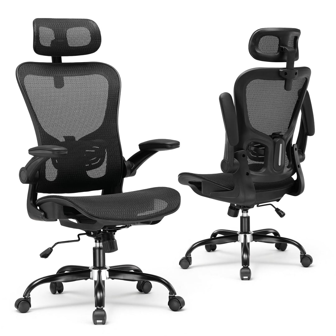 GTPLAYER Bürostuhl Ergonomisch, Schreibtischstuhl mit Verstellbarer Kopfstütze, Armlehnen, Lendenwir