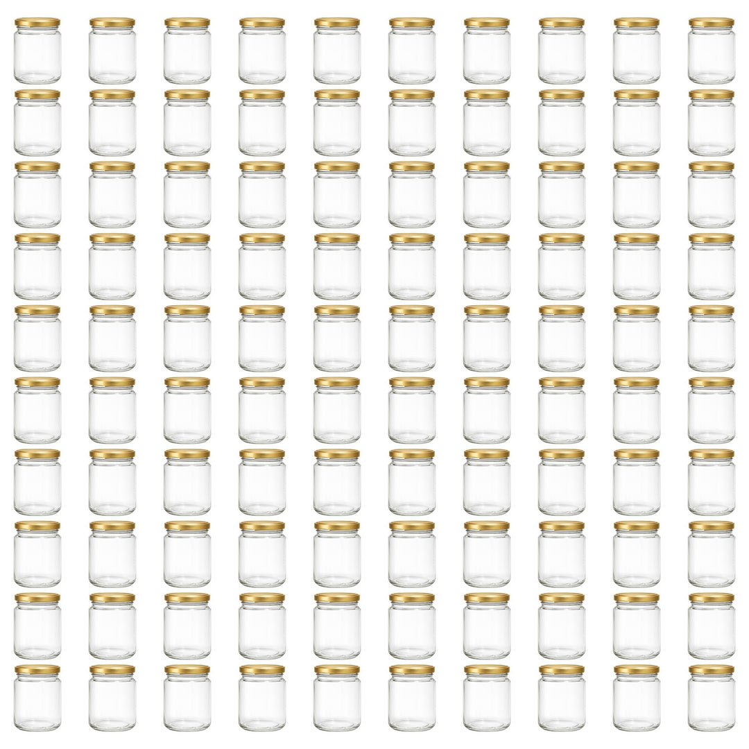 Vitrea 100x Marmeladengläser 275 ml - mit Deckel Gold TO 66 - Einmachgläser zum befüllen mit Schraub