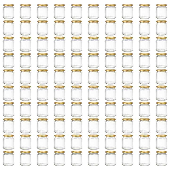 Vitrea 100x Marmeladengläser 275 ml - mit Deckel Gold TO 66 - Einmachgläser zum befüllen mit Schraub