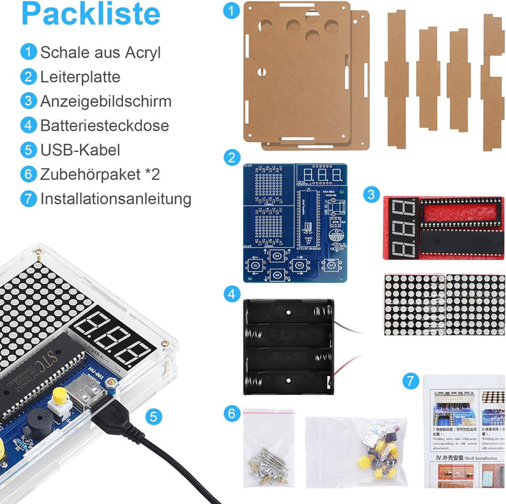DIY-Spielkonsolen-Handset mit Acrylgehäuse, Lötübungsset, DIY-Retro-Classic-Elektronik-Set für Mint-
