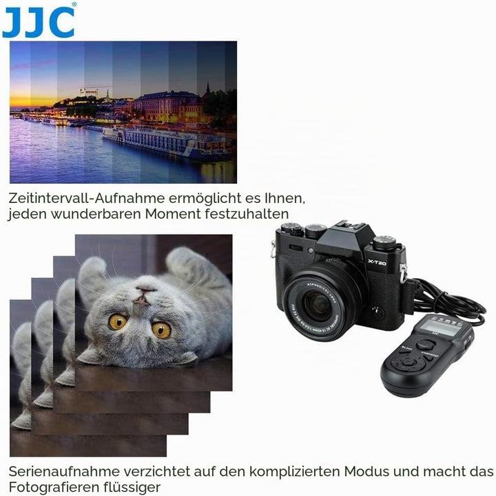 JJC Timer Fernbedienung mit Stativ Halter Klemme für Fujifilm XH2 X-H2S GFX100 X-T5 X-T4 X-T3 X-T30I