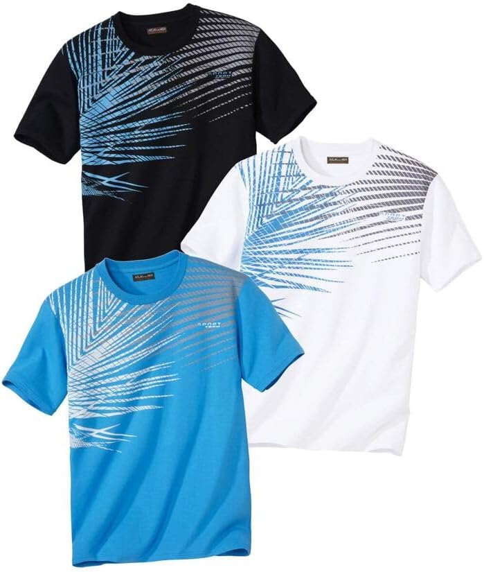 ATLAS FOR MEN - 3er-Pack Herren T-Shirts - Rundhalsausschnitt - Kurze Ärmel - Verfügbar in grossen G