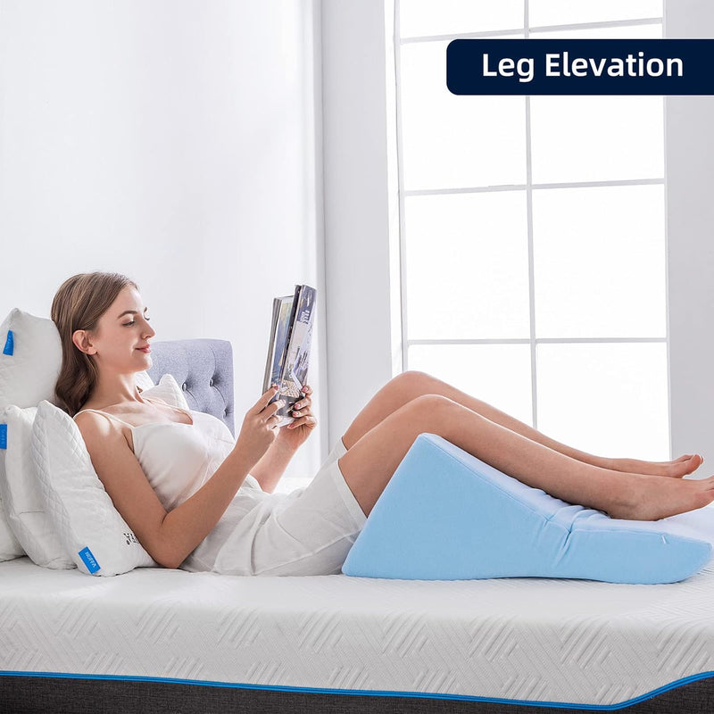 NOFFA Lesekissen für Bett und Sofa - Memory Schaum Keilkissen - Ergonomisches Rückenlehne Kopfkissen