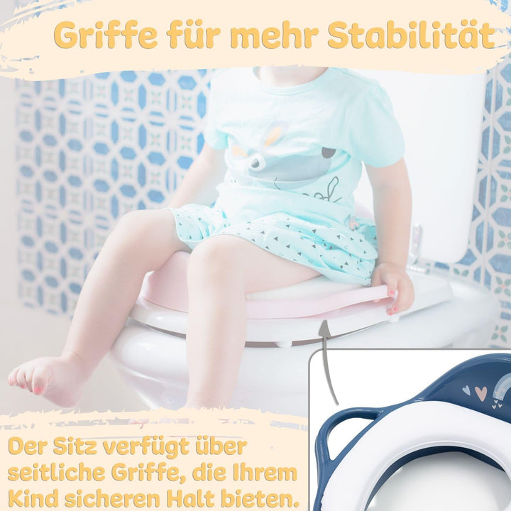 Kinder Toilettensitz mit Sitzpolsterung und Griffen! Toilettenaufsatz für Kinder ab 2 Jahre mit Anti