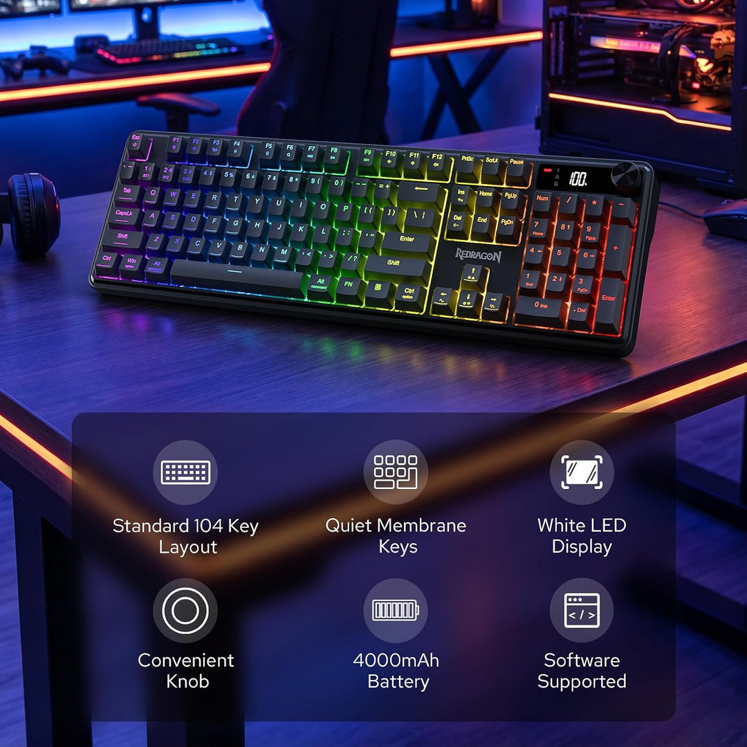 Redragon CB204 Gaming-Tastaturen &amp; -Mäuse Combos 3 Moden Membran | 2.4G BT Kabel RGB Tastatur Maus M