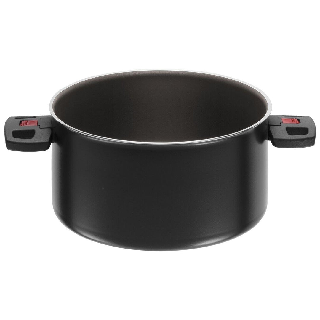 BALLARINI Click + Cook Kochtopf, Antihaftbeschichtet, 24 cm, Mit klappbaren Kunststoff-Griffen, Schw