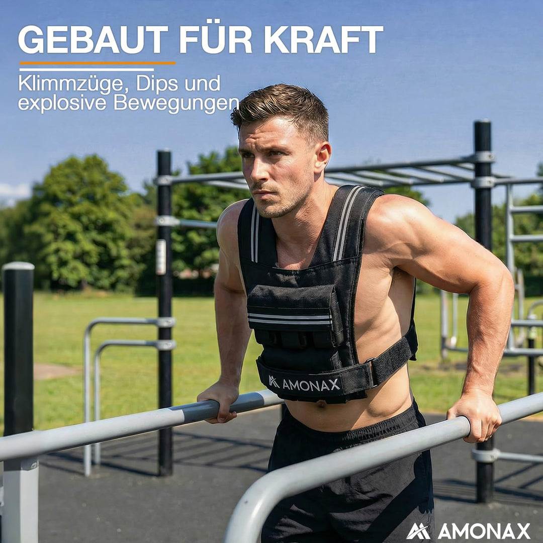 Amonax Gewichtsweste 10kg/20kg/30kg, Verstellbare Gewichtsweste für Herren und Damen, Weighted Vest