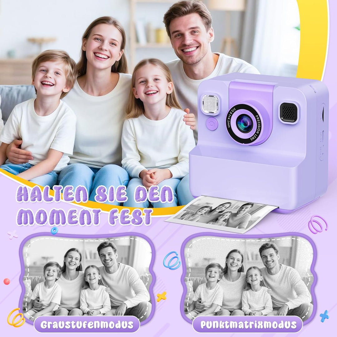 Sofortbildkamera Kinder Kamera,2.4" HD Bildschirm Kinderkamera mit 32GB Spielzeug ab 3 4 5 6 Jahren