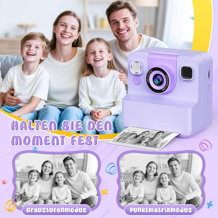 Sofortbildkamera Kinder Kamera,2.4" HD Bildschirm Kinderkamera mit 32GB Spielzeug ab 3 4 5 6 Jahren