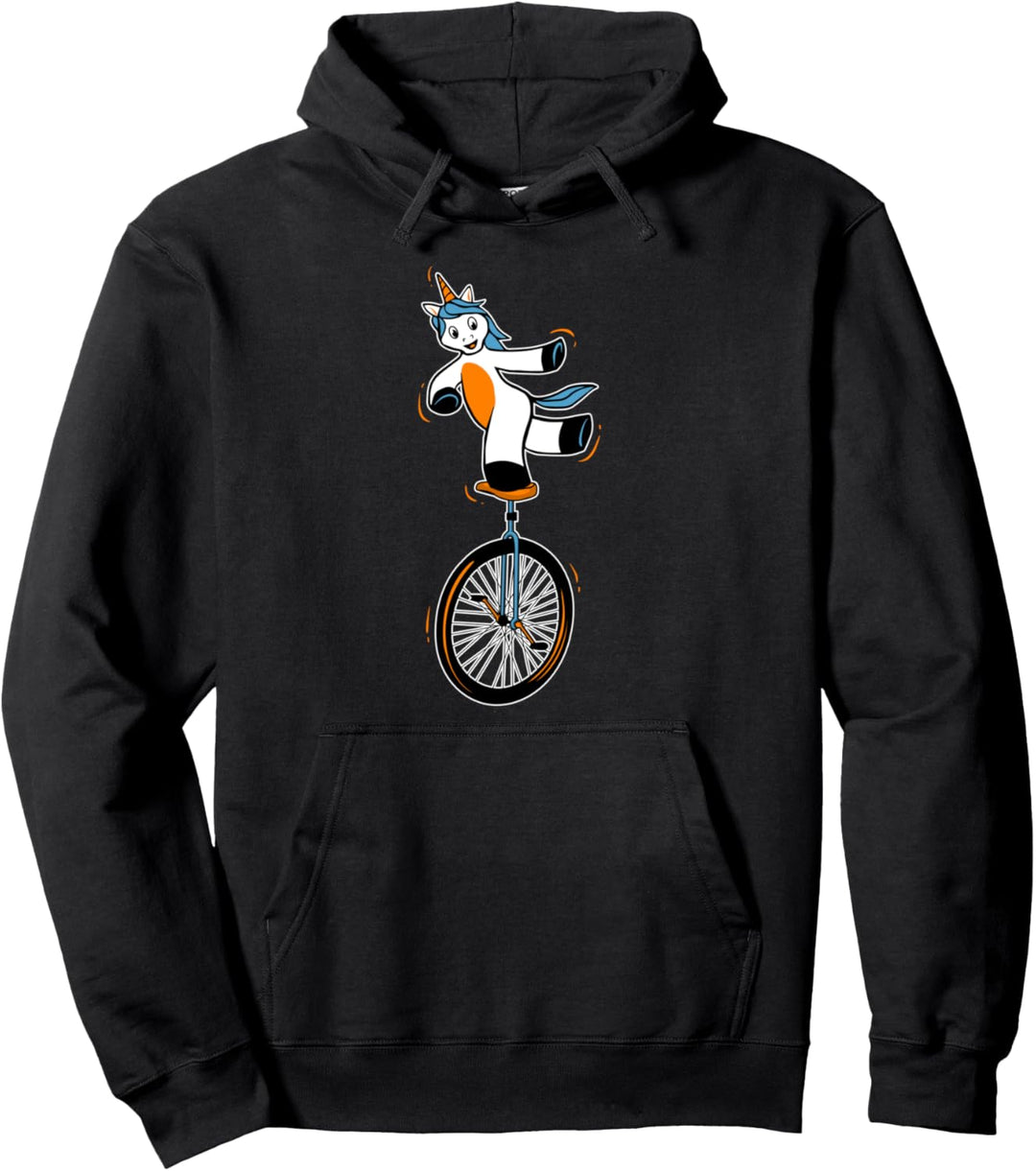 Lustiges Einhorn auf einem Einrad Pullover Hoodie