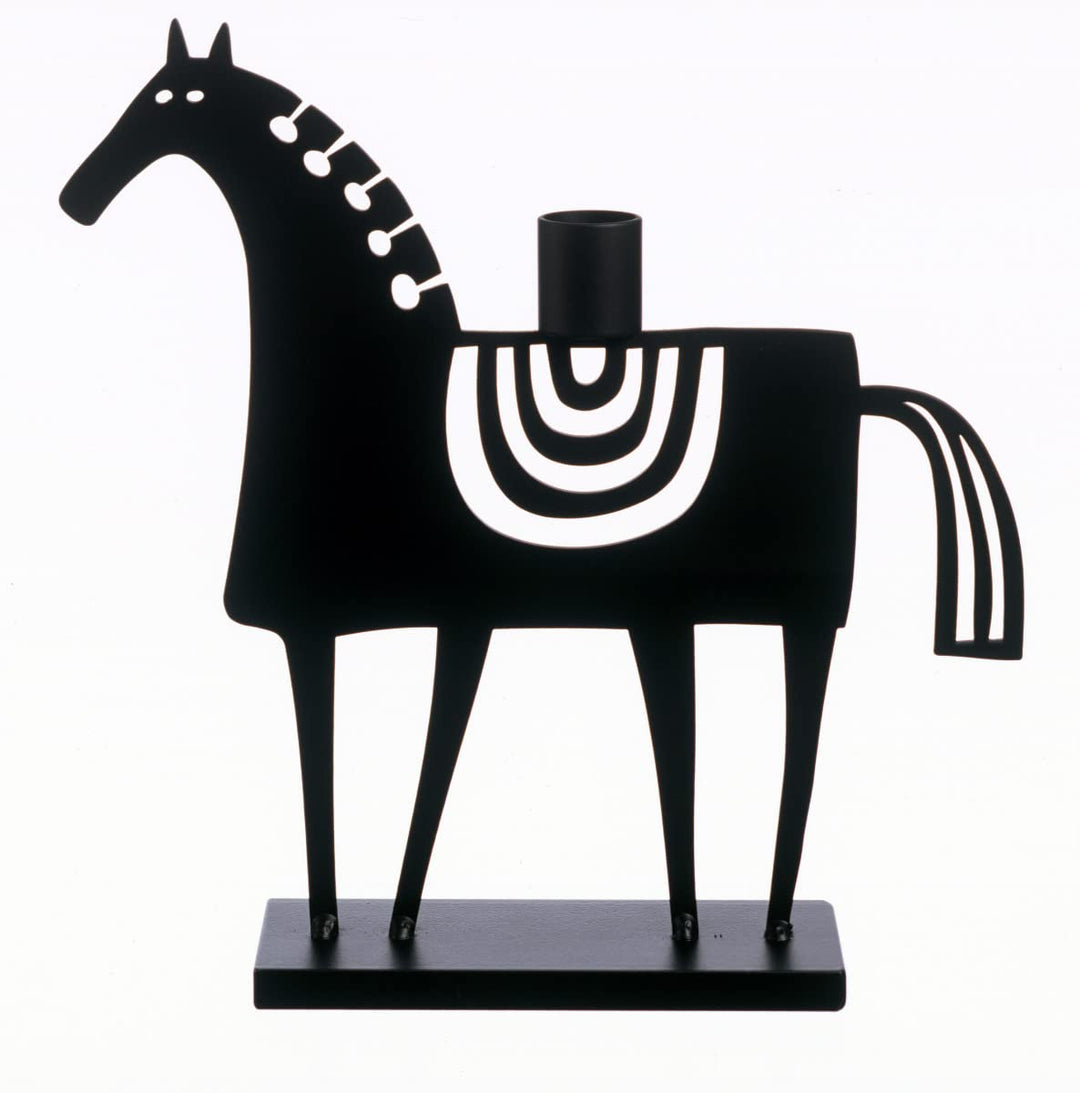 Bengt & Lotta Swedish Horse schwarz Kerzenständer Höhe 23 cm
