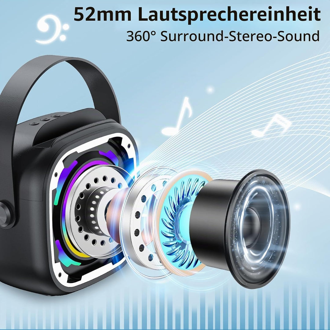 Karaoke-Maschine 2 Mikrofone für Kinder Erwachsene, Bluetooth-Lautsprecher drahtlos mit dynamischem