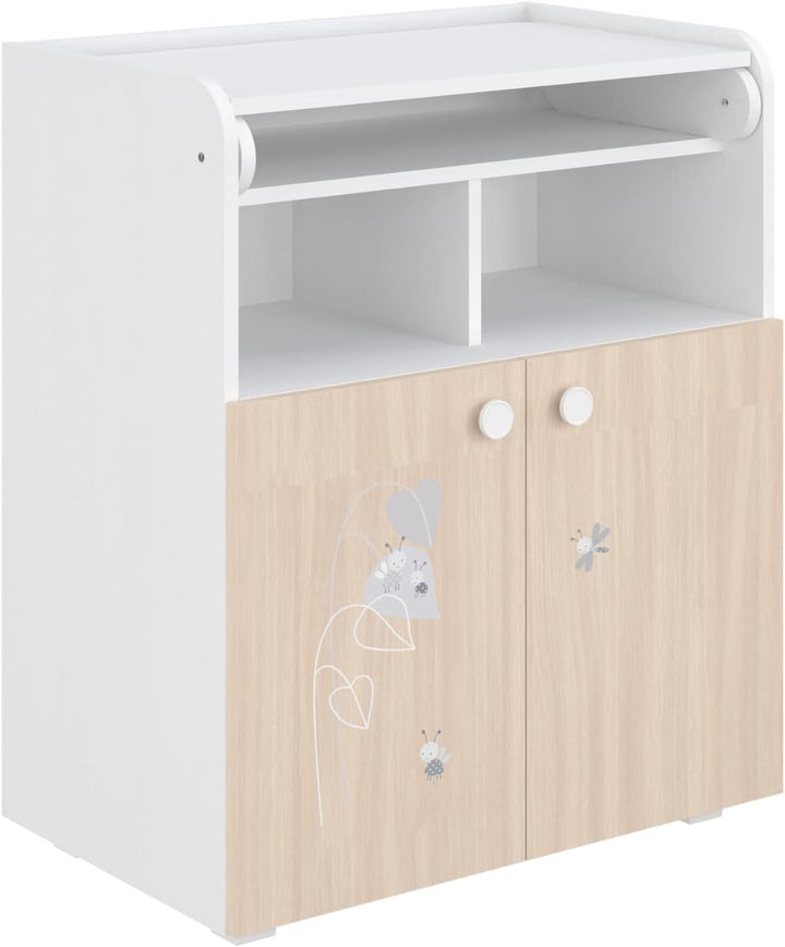 Shefa Kids 700 Baby Wickelkommode mit Schubladen Amis Weiss/Pastell - Kinderzimmermöbel mit Stauraum