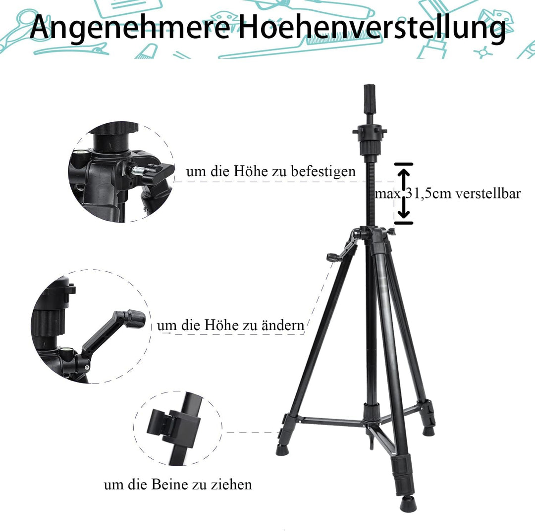 Übungskopfständer Übungskopfhalter Übungskopf Stativ Aluminium & Kunststoff/ 58-160cm/ Klappbar/Tele