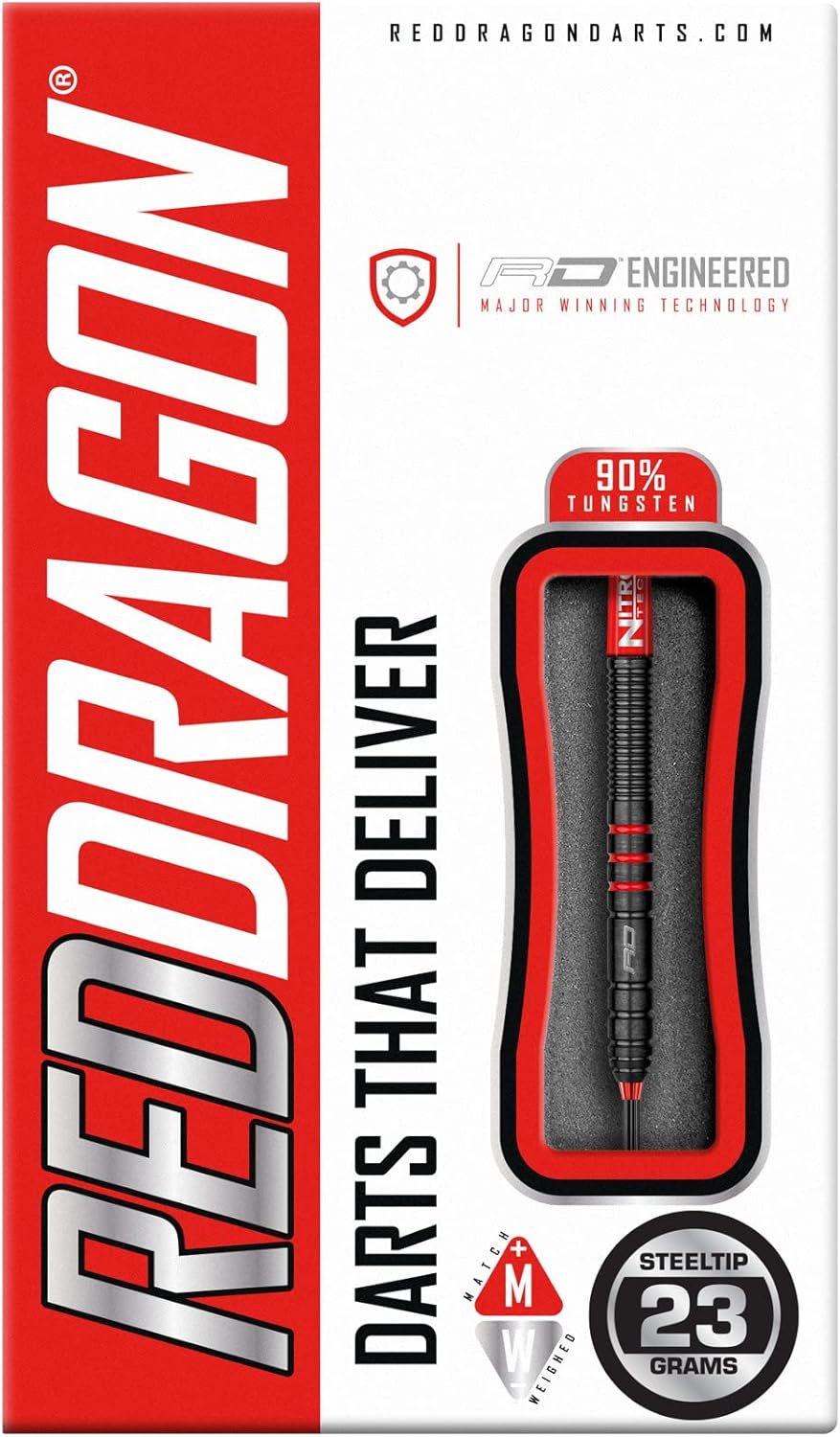 RED DRAGON Milano RS 21g, 22g, 23g, 24g oder 26g Tungsten Darts mit Flights und Schäfte 23.0 Gramm,