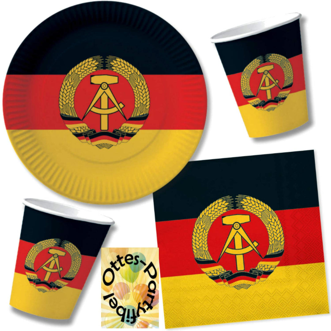 HHO Nostalgie Ostalgie DDR Party-Set 40tlg. für 10 Gäste : Becher Teller Servietten