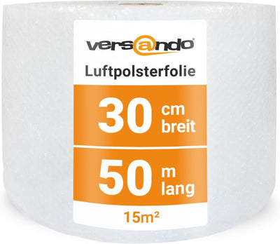 versando 2x Premium Luftpolsterfolie 50m x 0,3m Versand, Verpackung, Umzug Noppenfolie Bubble Wrap L