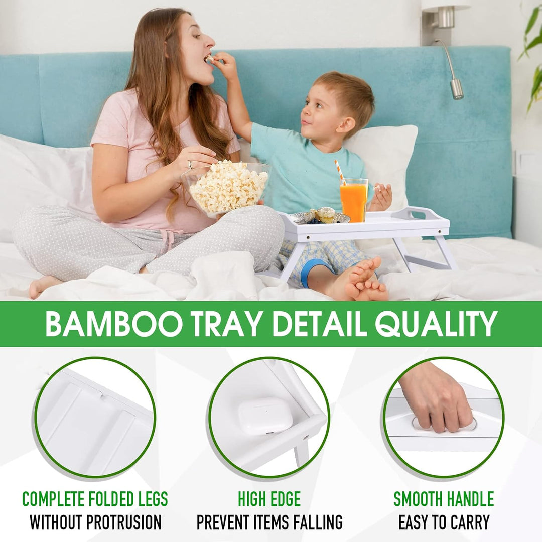 Betttablett, klappbare Beine mit Griffen, Frühstückstablett für Sofa, Essen, Zeichnen, Platten, Bamb