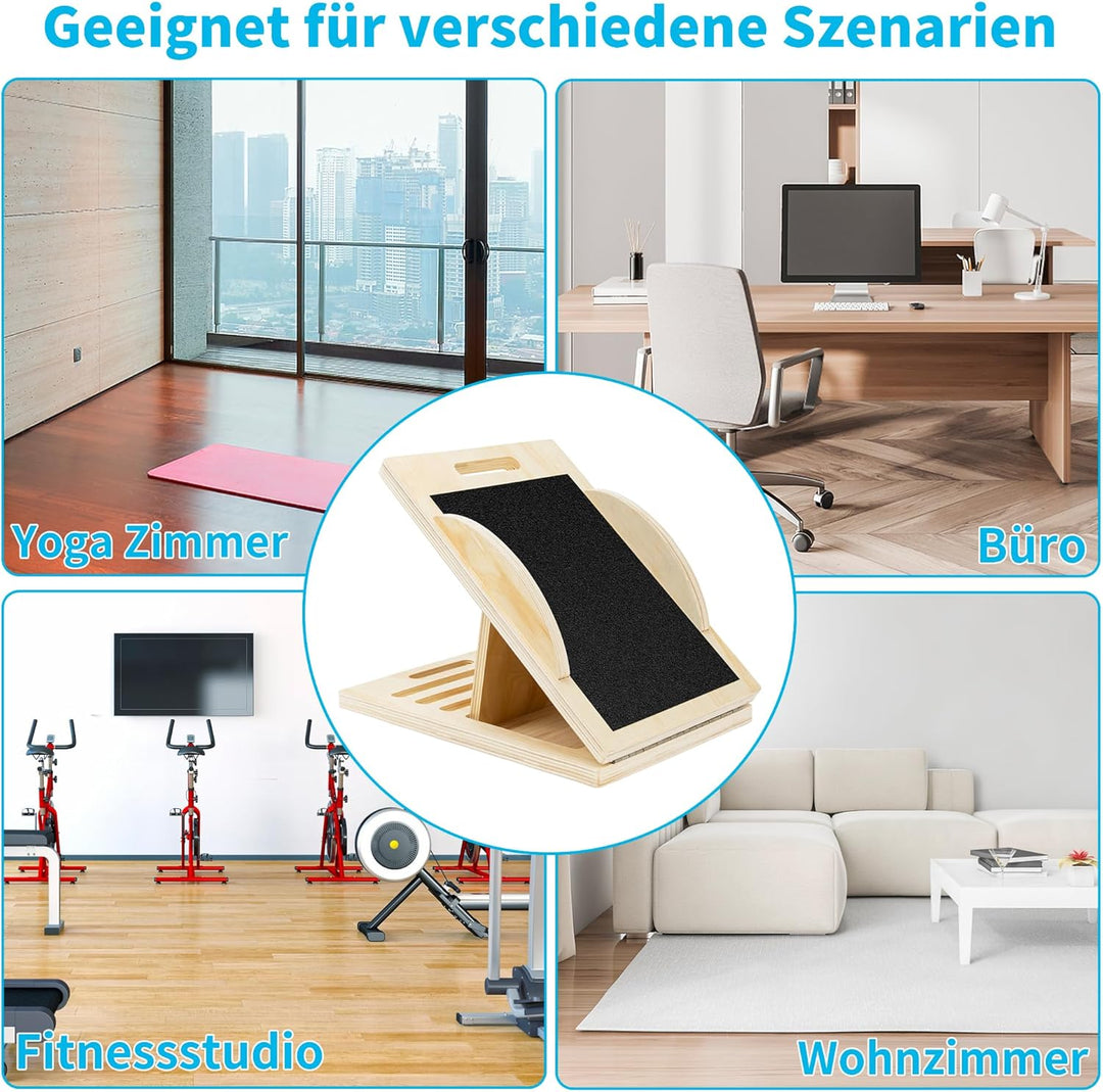 OUUTMEE 5 Winkel Schrägbrett Holz Spannungsneigungsplatte, Balance Board für Erwachsene, verstellbar