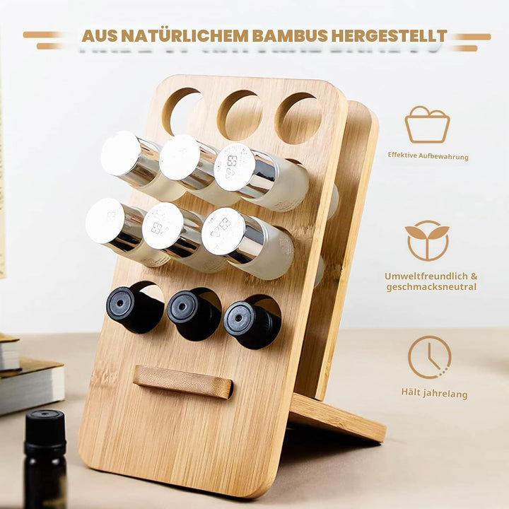 12 Loch Hölzern für Ätherisches Öl Display Ständer, Ständerhalter Aromatherapie Öle Organizer, Äther