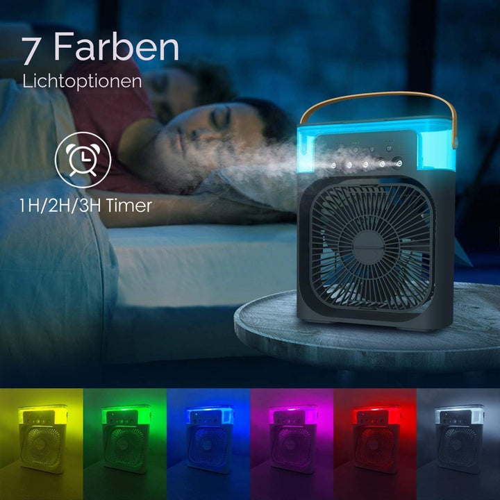 Tragbarer Klimaanlagen Ventilator,USB-betriebener Luftkühler, Luftbefeuchter,7 LED Luftkühler Klein