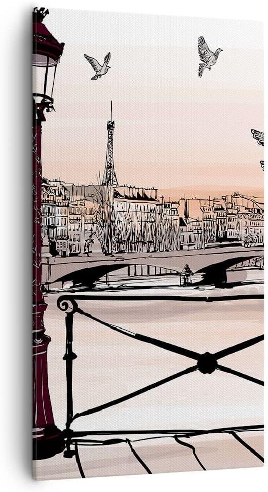 Bilder auf Leinwand 55x100cm Leinwandbild mit Rahmen frankreich Taube Grafiken Illustration Gross Wa