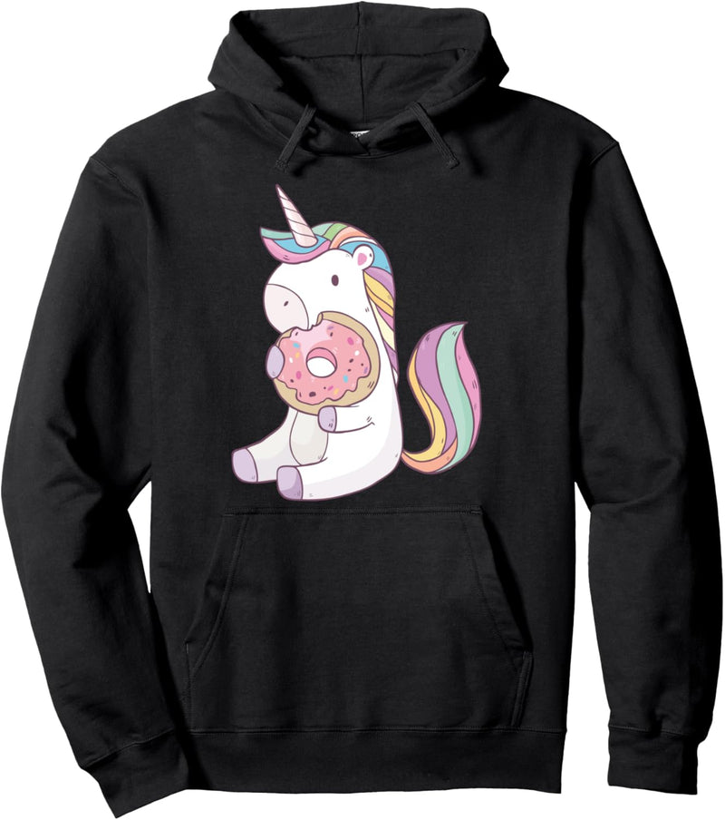 Lustiges Einhorn mit Donut | Unicorn | Regenbogen Geschenk Pullover Hoodie