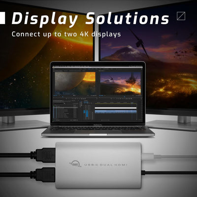 OWC USB-C Dual HDMI 4K Display Adapter mit DisplayLink - für Apple Silicon M1 & M2 Macs oder andere