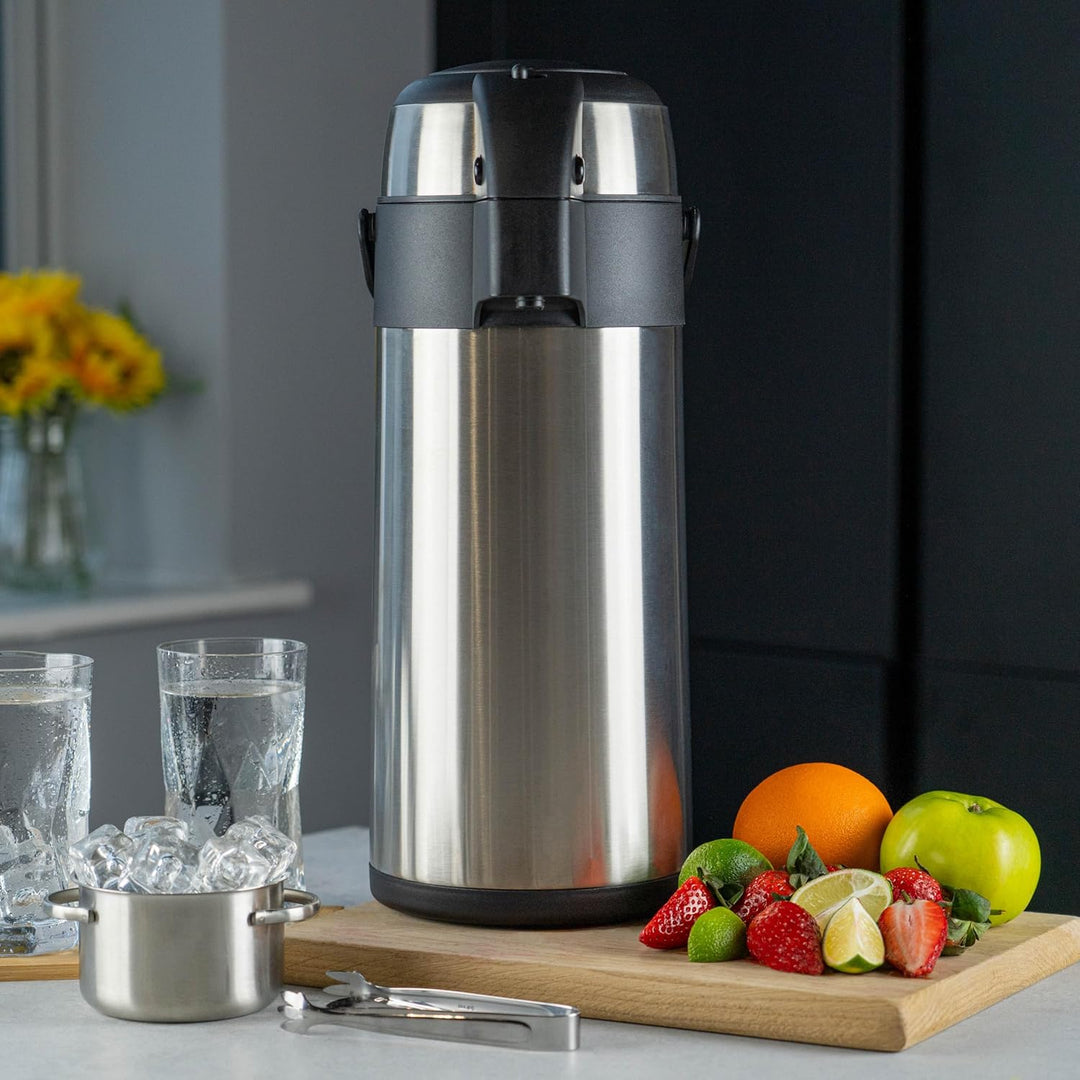 Pioneer Flasks SS40R Pioneer Airpot Isolier-Pumpkanne Edelstahl-Getränkespender Doppelwandig mit Gri