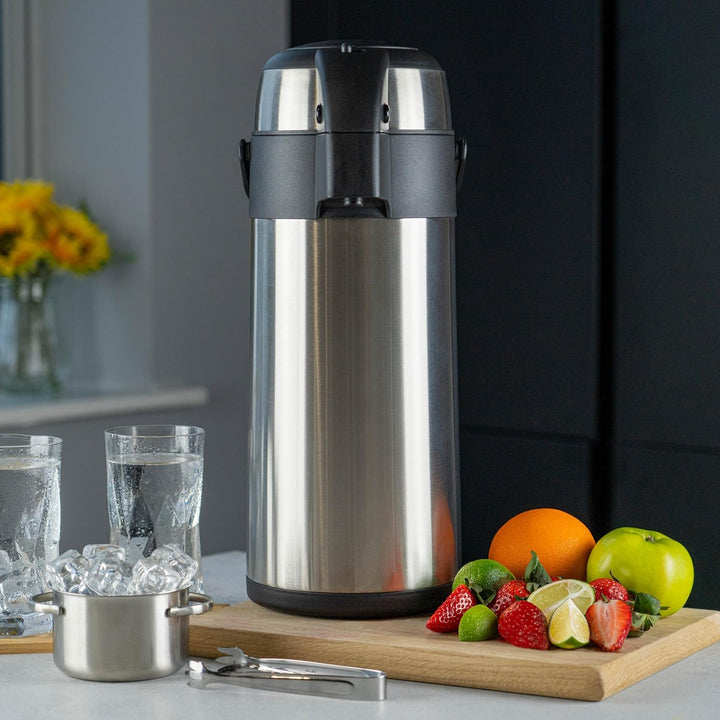 Pioneer Flasks SS40R Pioneer Airpot Isolier-Pumpkanne Edelstahl-Getränkespender Doppelwandig mit Gri