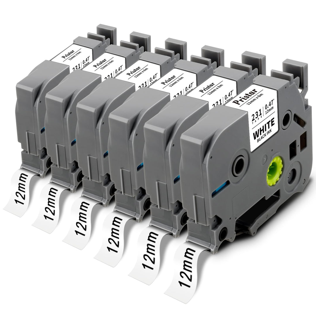 Pristar 12mm 0.47 Schriftband kompatible für Brother P-touch TZe-231 TZe231 TZ231 Tze Schriftbänder